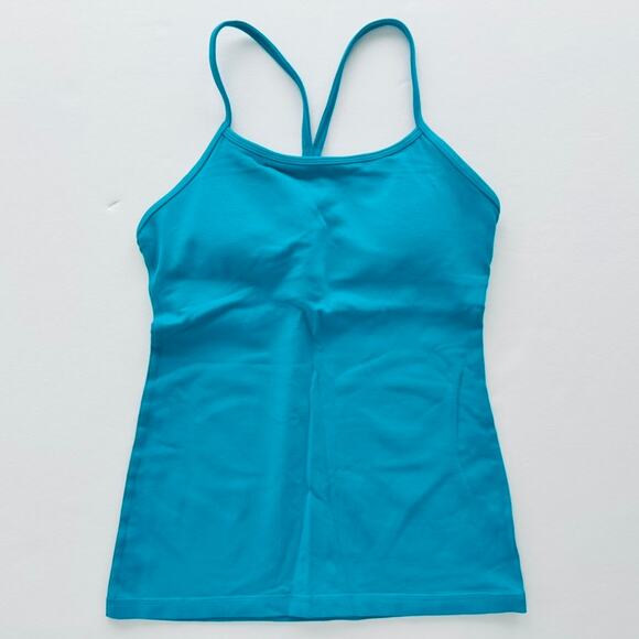 Lululemon Power Y Tank Size 4 Surge Teal Blue Luon Racerback Bra Tank - Picture 2 of 5